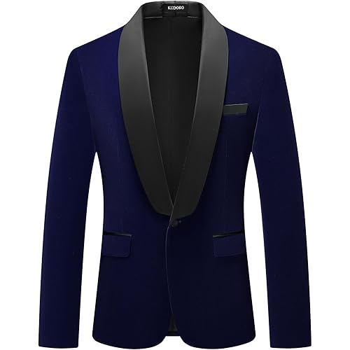 Mens Velvet Blazer Slim Fit Tuxedo Suits Jacket Shawl Collar Solid Jacket Wedding Dinner Prom One Button Blazer Jacket