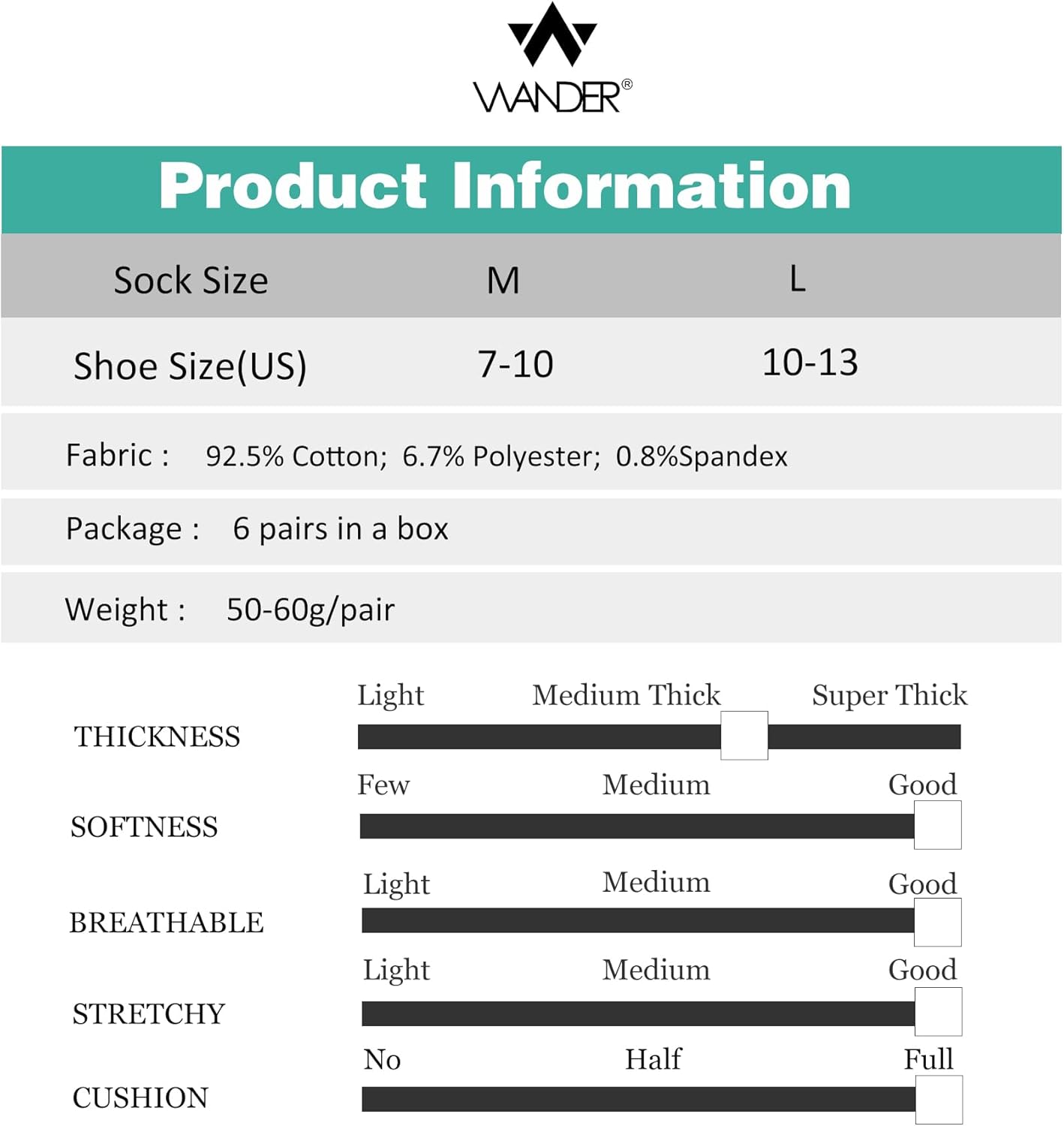 Womens Ankle Socks Full Cushioned Cotton Socks 6 Pairs Anti-blister Quarter Athletic Socks 7-10/10-13 - Image 7