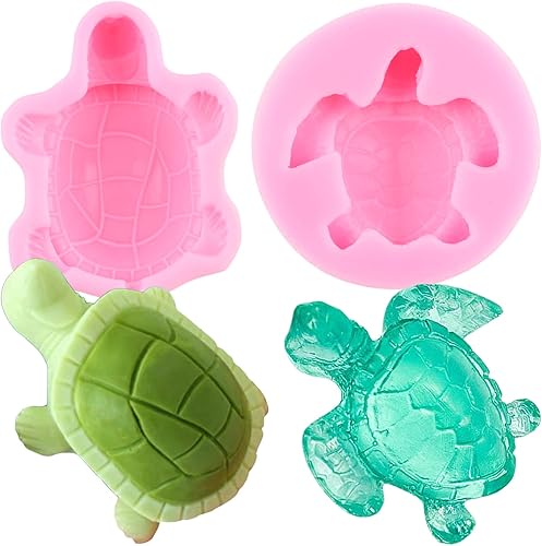 Moldes de silicona de tortuga marina para fondant de tortuga, molde de caramelo de tortuga para decoración de pasteles de chocolate juego de 2