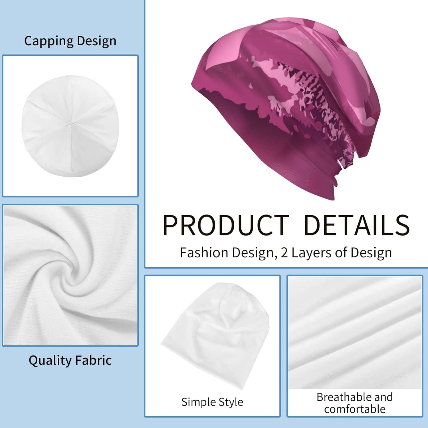 Breast Cancer Beanie Chemo Hat Cancer Headwear Knitted Hats Baggy Slouchy Scarf Cap for Adults Women Men - Image 3