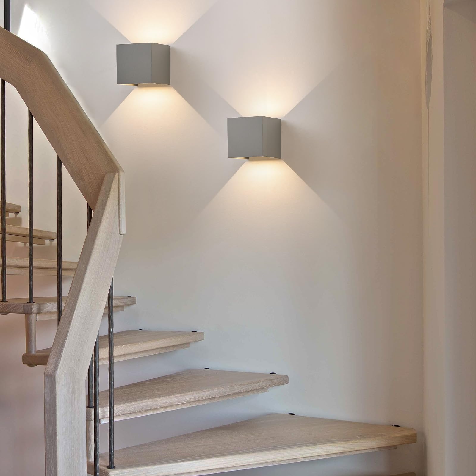 LED Wandleuchte Aussen Wandlampe innen - 4 Stück Außenwandleuchten Up Down Leuchte Aussen 5 W Wasserdicht Außenlampe Wand Wandbeleuchtung Grau Außenleuchte Wandstrahler für Hauswa