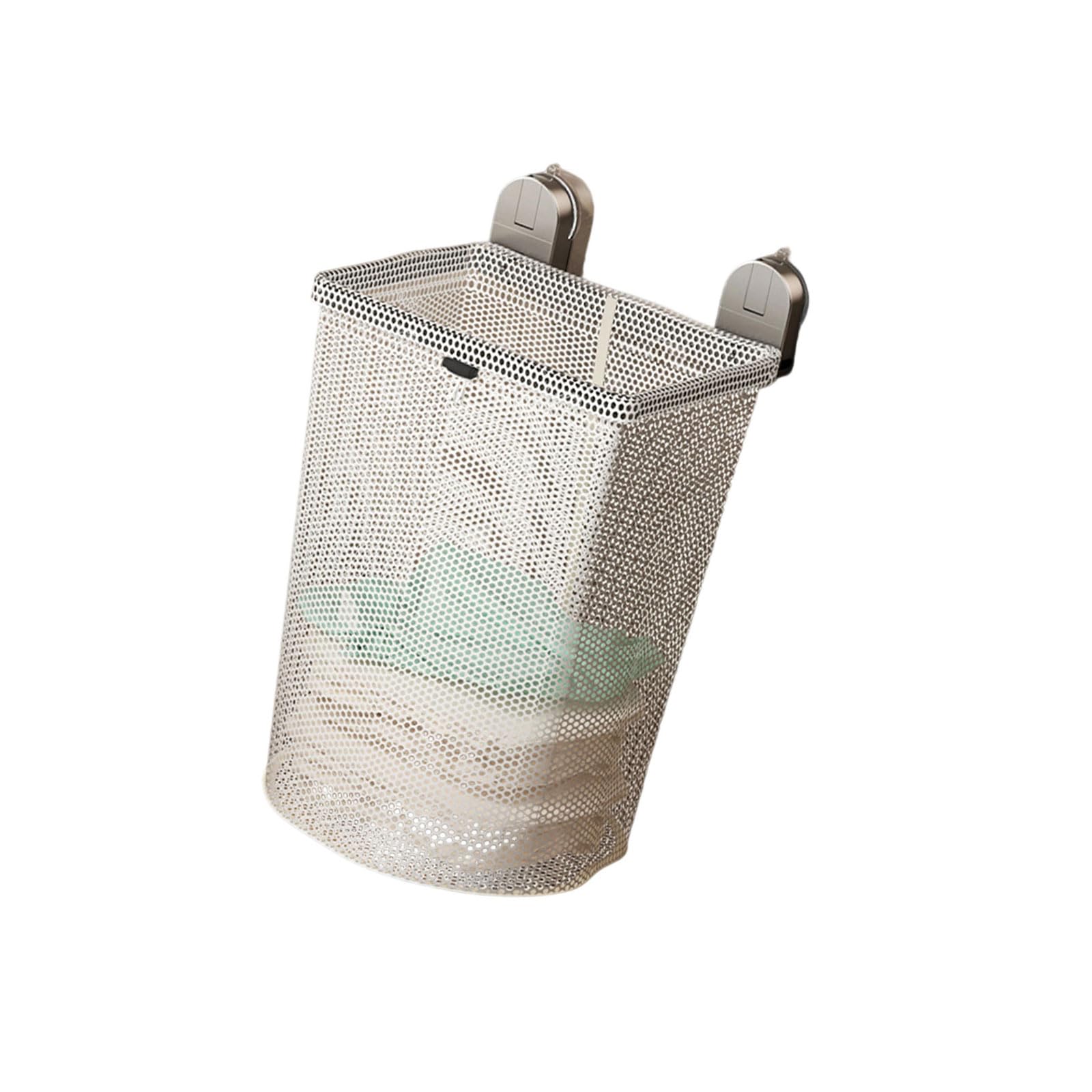 Wall Mounted Laundry Hamper Suction Cup Hook Large Capacity Space Saving Clothes Organiser for Bathroom Bedroom Suction Cup Wall Mounted Hamper