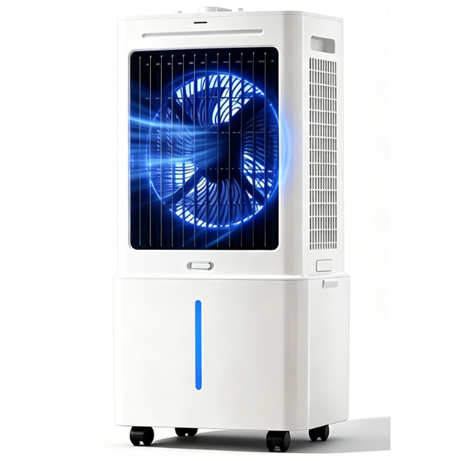 Whisper Quiet Air Cooler 30 dB, Mobile Air Cooler 25L, 12-Hour Sleep Timer, 3 Wind Speeds, Elegant White Design for Night Use