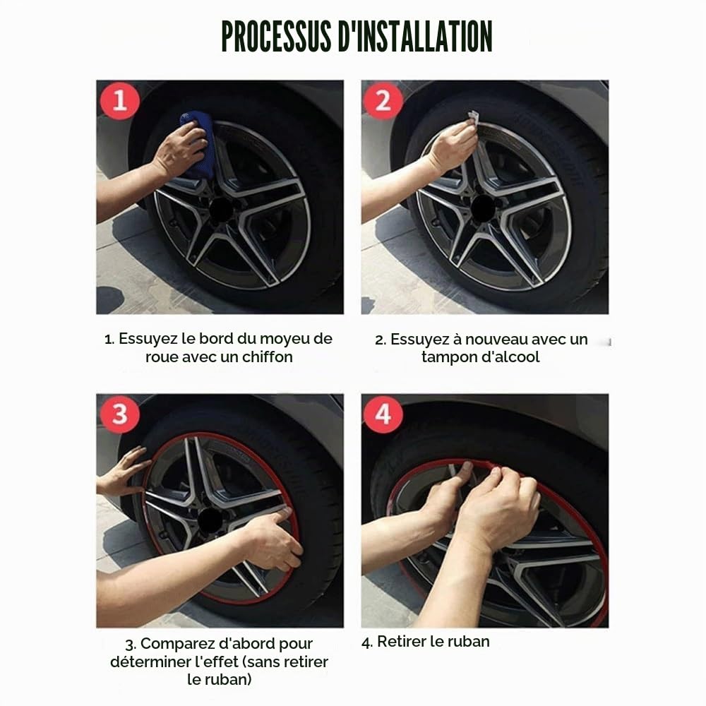 Protection de Jante métallique (15-22 Pouces), Anneau de Protection en Alliage d'aluminium, Protection renforcée et Installation Facile, pour Jantes de Voiture,18inch,Red