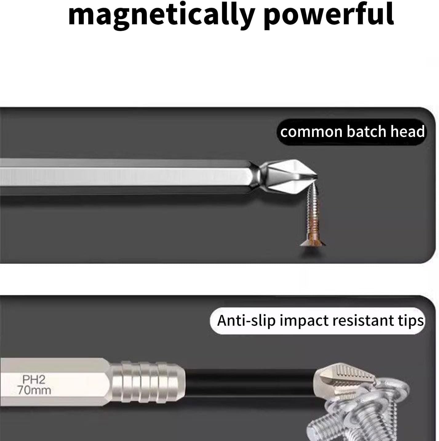 High Magnetic Screwdriver Drill Bit, Strong Magnetic Durability Screwdriver Drill Bit Set, Anti-Slip Magnetic Electric Screwdriver Set, Electric Precision Screwdriver Set, 25 50 65 70 90 150mm (6pcs)