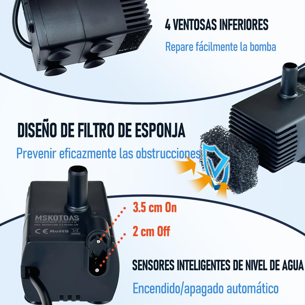 Bomba de sumidero pequeña automática con sensor de agua, elevación de 2,5 m, 280 L/h con tubo de 1,8 m, mini bomba de extracción de condensado HVAC de 115/230 V con interruptor flotante para