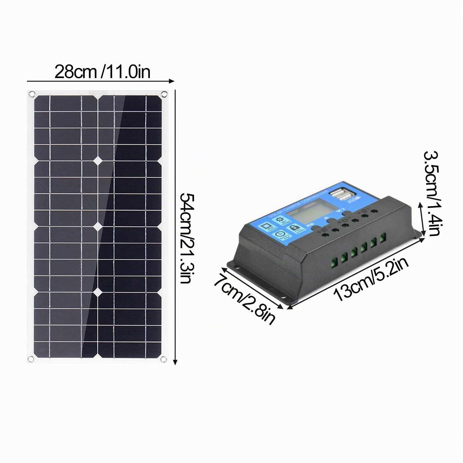 Kit de Panneau Solaire 100 W Kit de Chargeur de Batterie de Panneau Solaire en Silicium Monocristallin avec Contr?leur 30 A pour Voiture, Camping-car, Avions, Satellites, Stations Spatiales, Agricultu