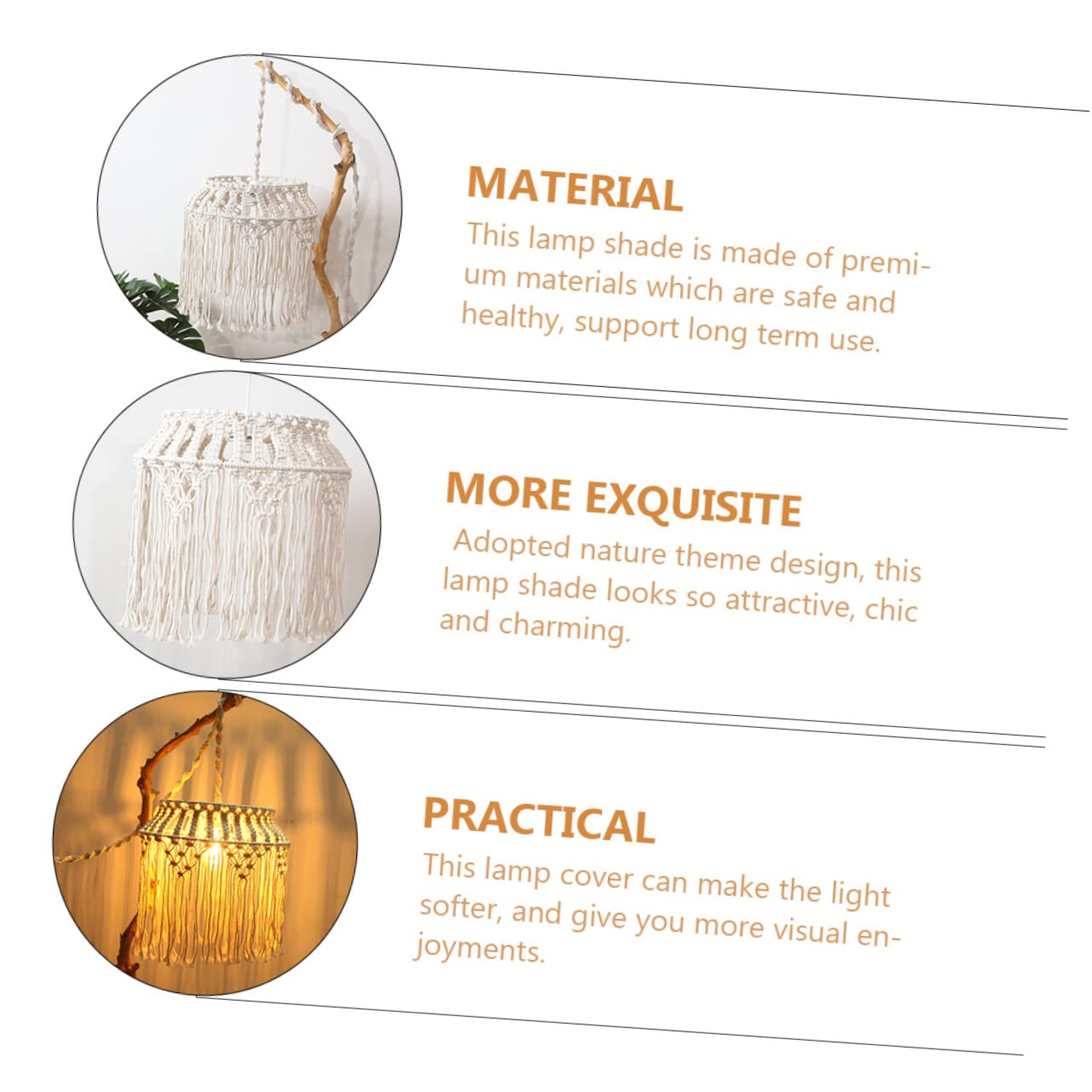 BESTonZON Lampion Wiszący z Plecionej Liny Do Oświetlenia Sufitowego Elegancki Klosz Do Lampy Podłogowej i Żyrandola Tworzy Ciepłą Atmosferę