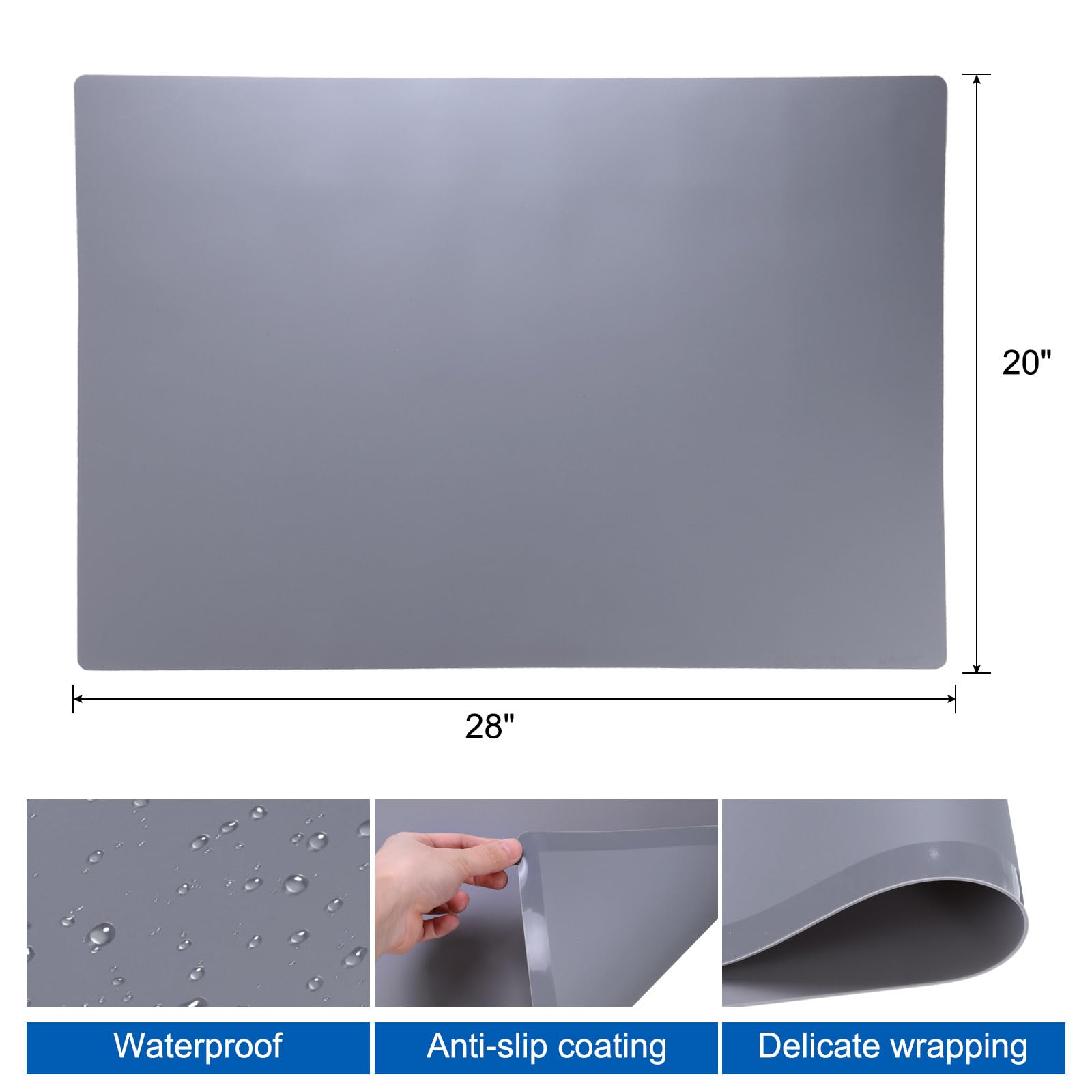 QUARKZMAN Große Silikonmatte Hitzebeständig 28" x 20" Dunkel Grau