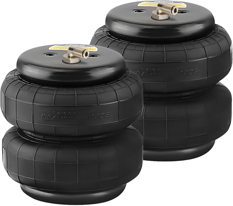 maXpeedingrods 2 PIEZAS Universal Air Suspension Spring Double Bellow Standard 2500 lbs 1/2"npt Bolsas auxiliares de aire de reemplazo de puerto único para camiones | Bolsas universales de suspensión de aire de doble fuelle con accesorios de aire, paquete de 2