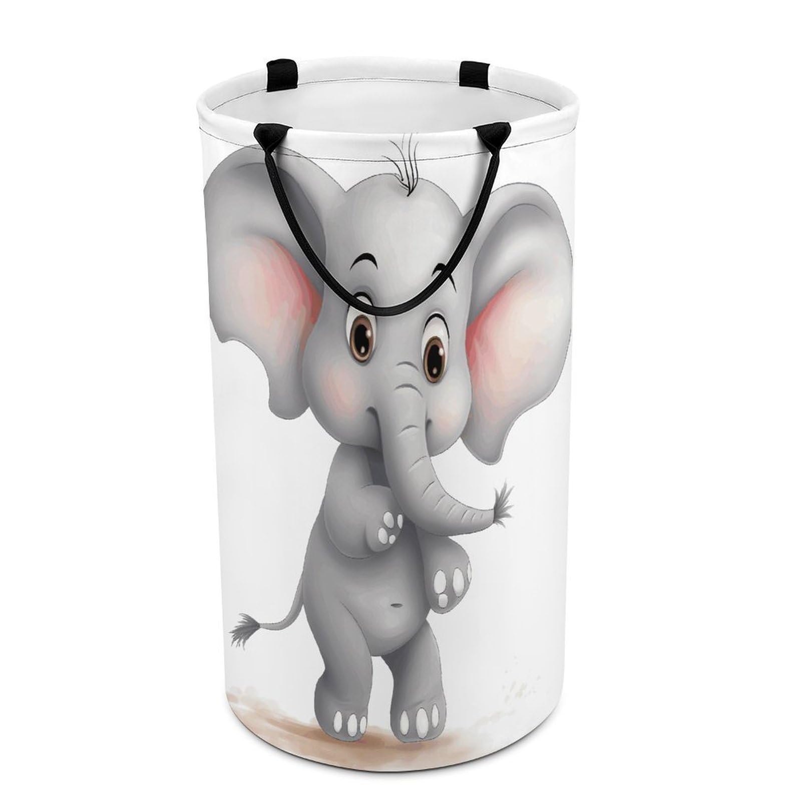 Cute Elephant Laundry Basket Waterproof And Moisture-Proof Storage Bins Collapsible Round Laundry Hamper Perfect for Toys, Clothes And Sundries
