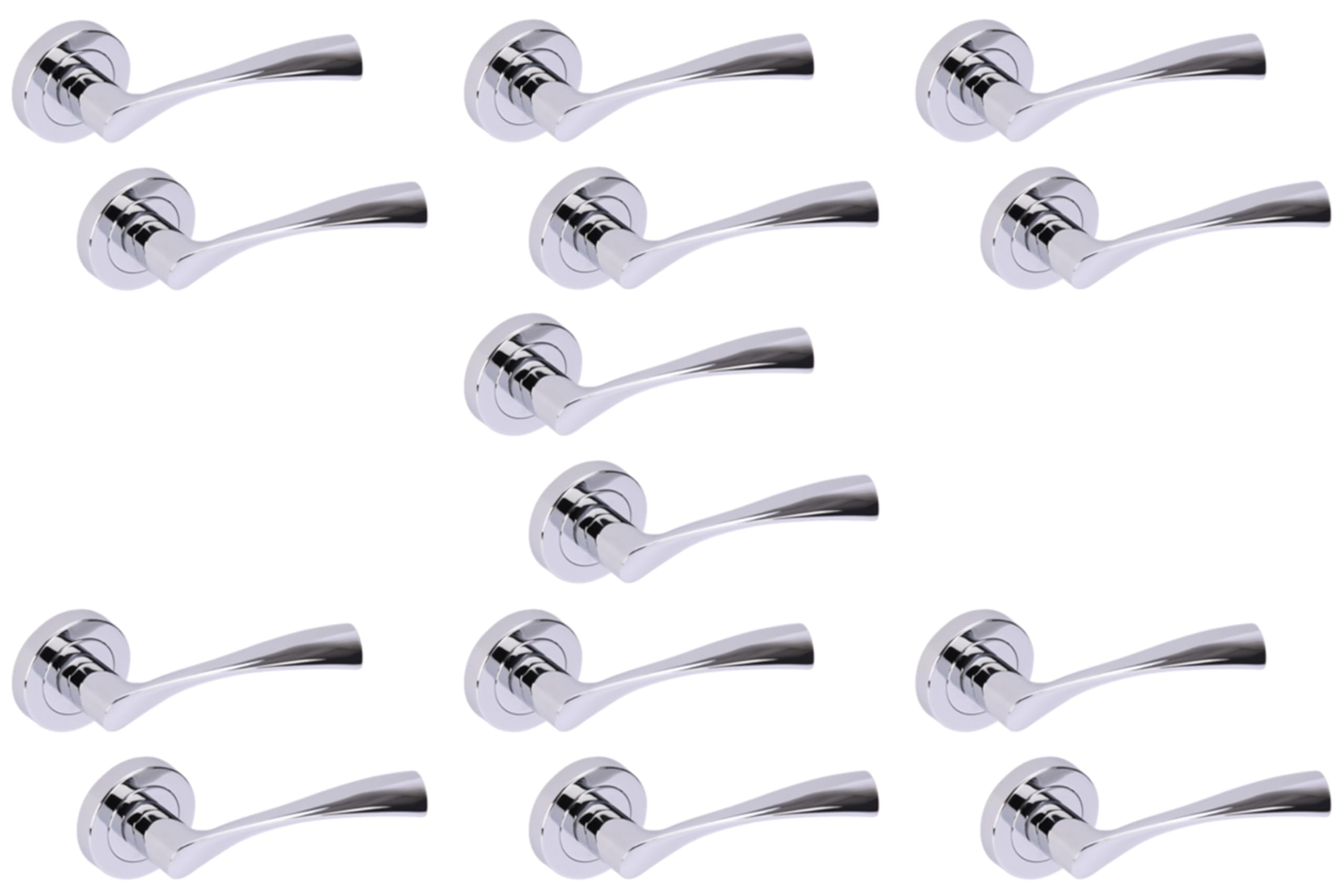 Hunta HANDLEZONE® 7 Sets Zena Lever On Round Rose Door Handles, Internal Passage Latch Handles - Polished Chrome