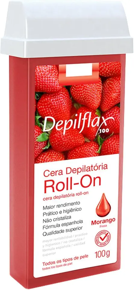 Kit 12 Refil Cera Depilatória Roll-on 100g Depilflax Escolha (12 Unidades, Morango)