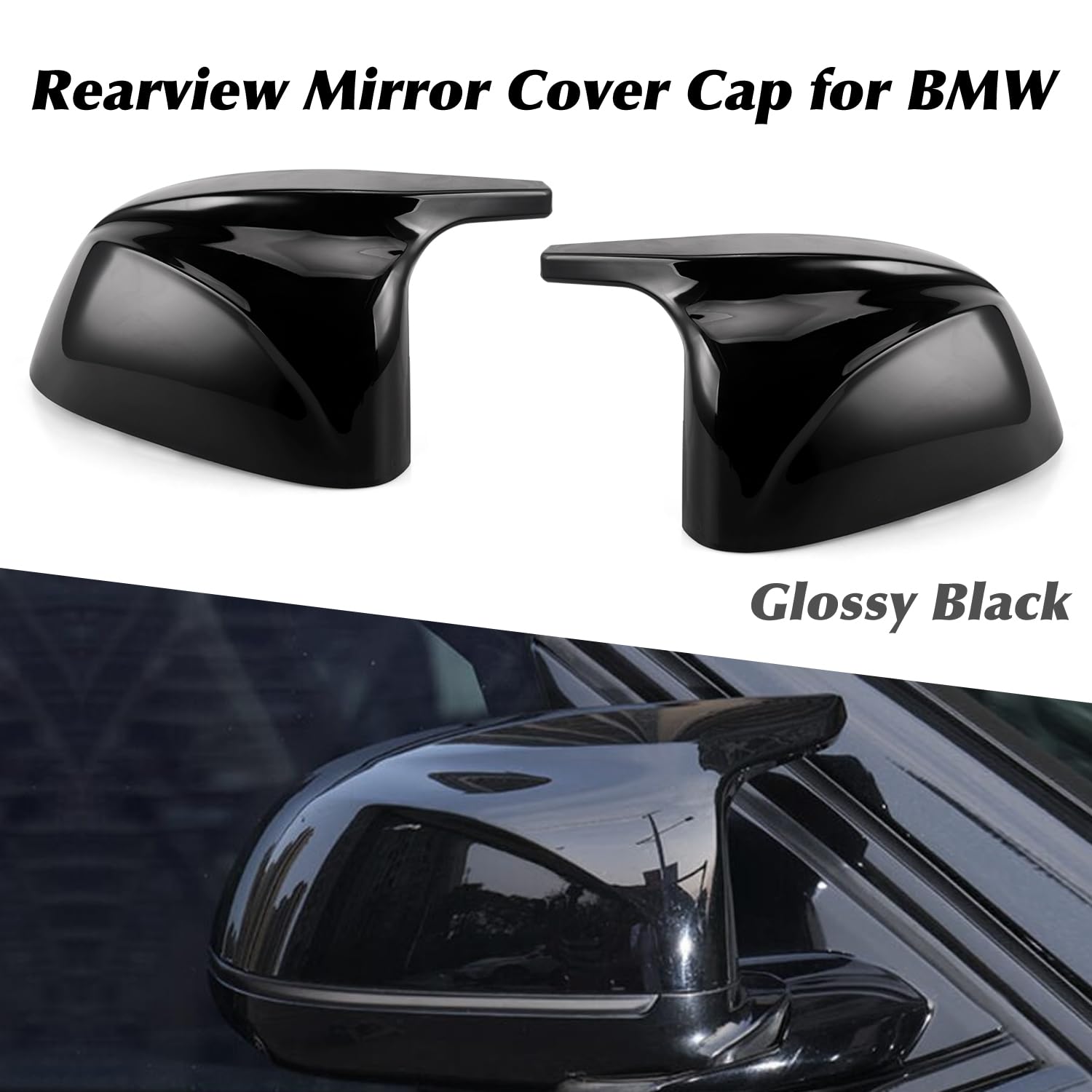 Asasytal Spiegelkappen, Auto Rückspiegel Kappe ABS-Kunststoff Abdeckung Ersatz Kompatibel mit BMW X3 G01 X4 G02 X5 G05 X6 G06 2018-2022 iX3 2022-2023 X7 G07 2019, Glänzend Schwarz, 1 Paar