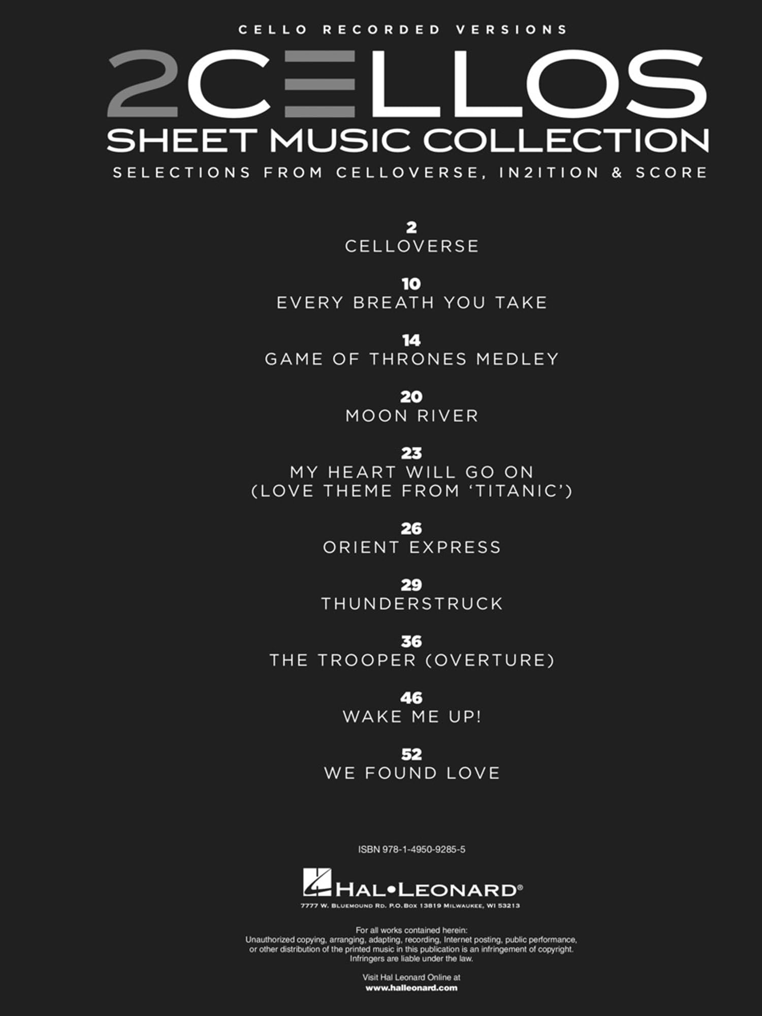 2Cellos - Sheet Music Collection. Libro + Parte(s): Selections from Celloverse, In2ition & Score