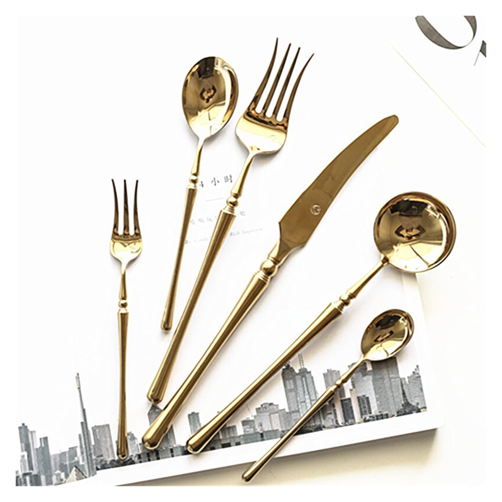 Ensemble de Couverts de fête en Acier Inoxydable doré, Couverts de Table polis Miroir, Couteau et Fourchette, Outils de Cuisine, Ensemble de Couverts de Cuisine Exceptionnel