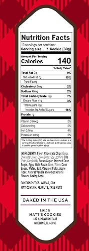 Miniatura 4 de Matts Bakery Galletas con chispas de chocolate horneadas suaves sin OMG ingredientes totalmente naturales paquete único de galletas 105 onzas