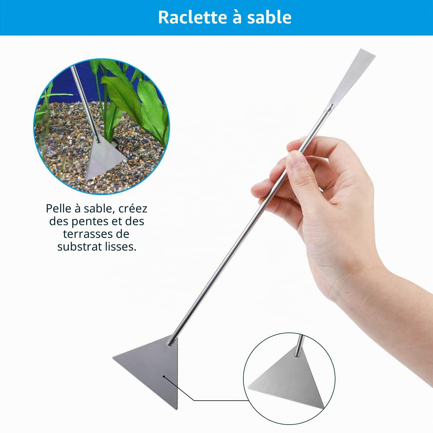 PETTOM Outil Aquarium 5 Pièces en Acier Inoxydable, Kits pour Aquariophile Débutant, Entretien Aquarium avec Plante (2 Ciseaux, 2 Pinces, 1 Pelle)
