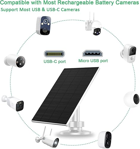 Miniatura 2 de FUTUREZEN Panel solar de 2 W para cámara de seguridad al aire libre, cargador solar USB  tipo C de 5 V compatible con cámaras de batería recargable,