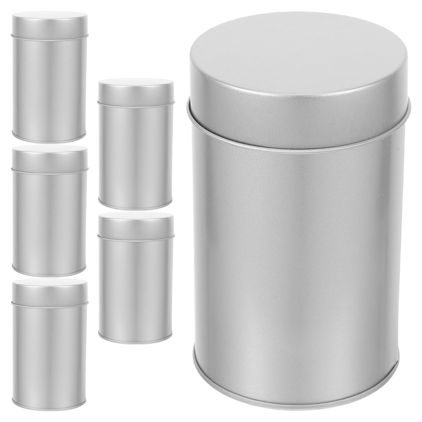 INOOMP 6 Latas de Té de Hojalata con Doble Tapa Hermética, Diseño Portátil y Redondo, Recipientes para Almacenar Alimentos Pequeños y Dulces en Cocina o Viajes