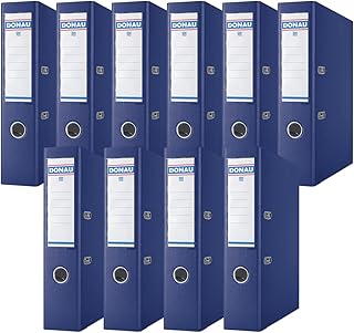 Donau - Archivador de palanca (10 unidades, DIN A4, 7,5 cm, 10 unidades), color azul marino