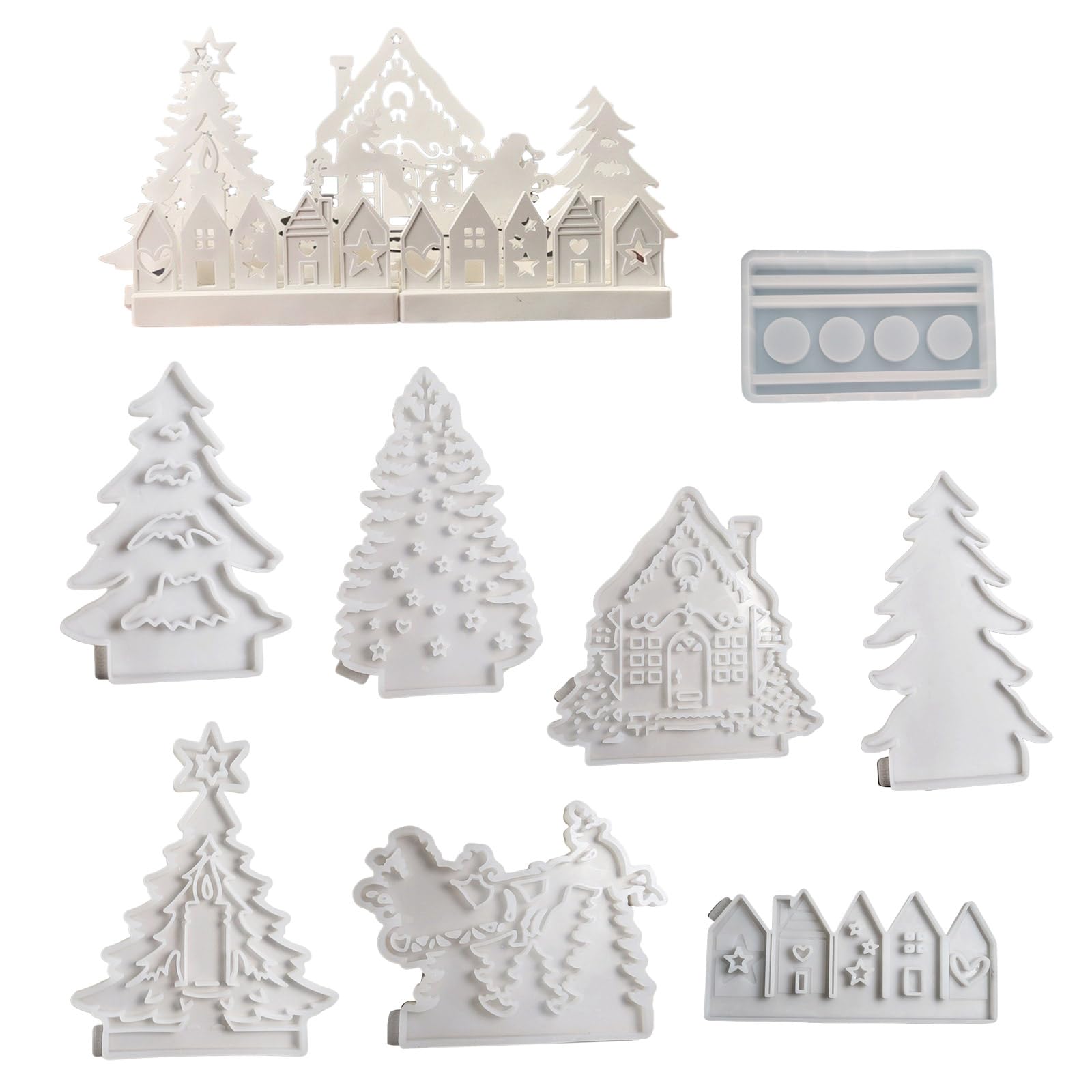 8 portacandele in silicone a tema natalizio per resina epossidica, portacandele, supporto, stampi per decorazioni natalizie