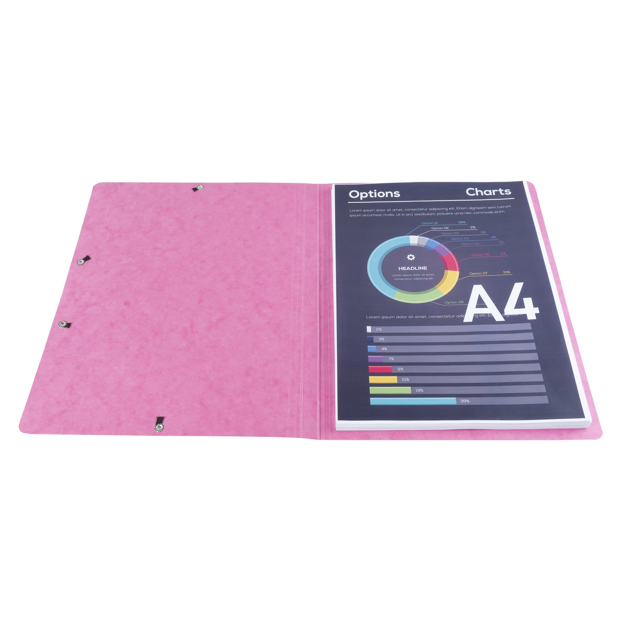 Exacompta - Réf. 5560E - Carton de 25 chemises à élastiques sans rabat - pochettes en carte lustrée 400 g/m2 - dimensions 24 x 32 cm pour documents au format A4 - couleur rose