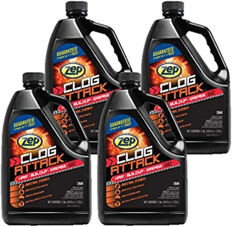 Clog Attack Hair, Buildup, and Grease Remover Gel - 1 Gallon (Case of 4) ZUCA128 - Zep's Strongest General Drain Opener