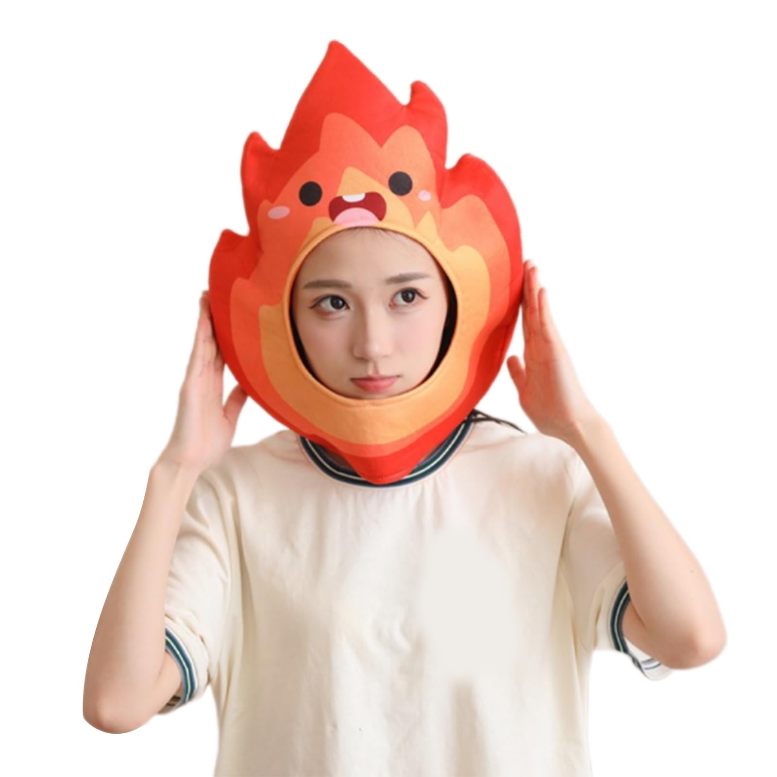 Bottone Flame Shape Stretchy Skull Hat for Photography Cosplay Event Soft Breathable Headgear Hat for Family Gathering Event Photography Props Party