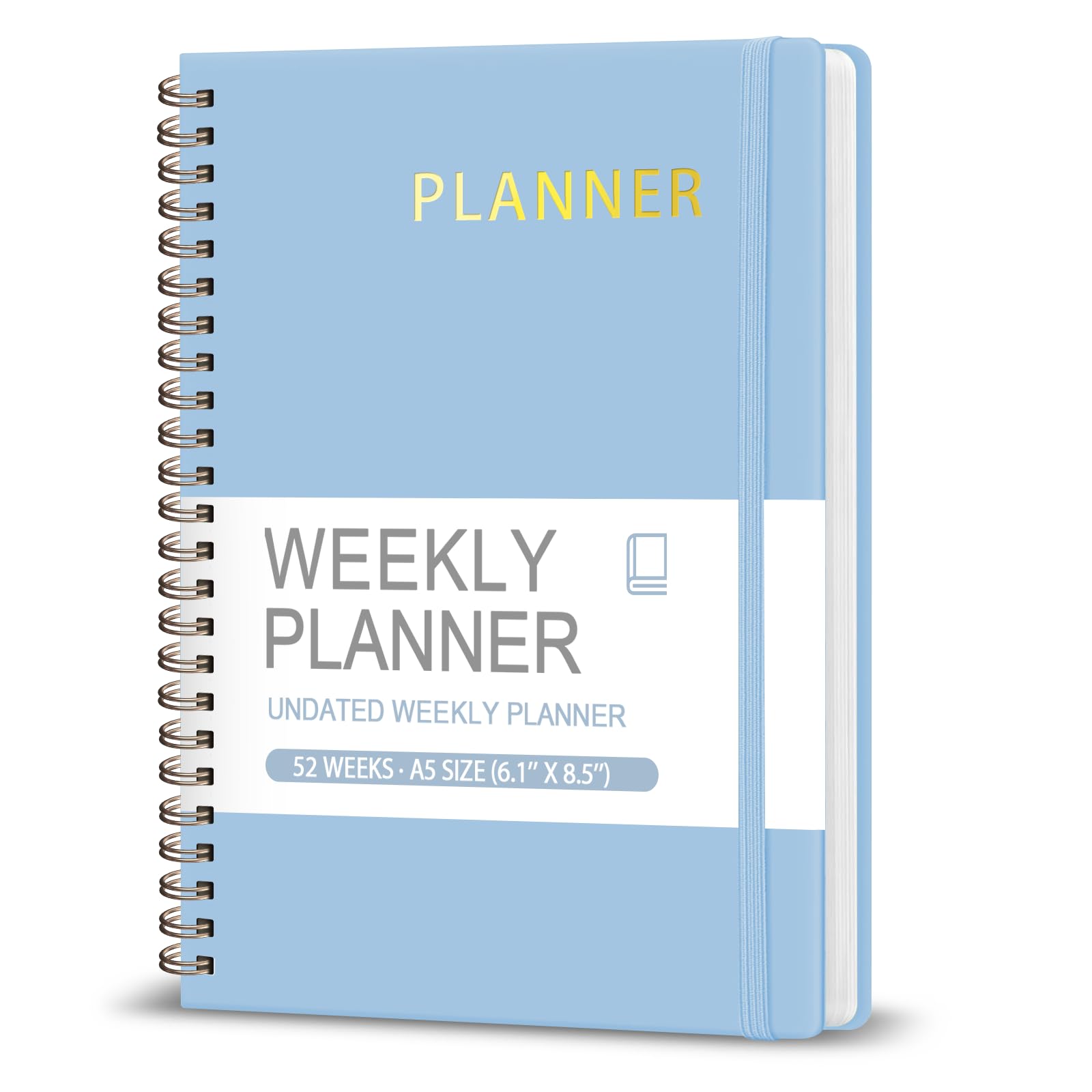 Agenda settimanale non datata, agenda settimanale per lista delle cose da fare, con obiettivo, organizer e tracker delle abitudini, agenda giornaliera A5 con rilegatura a spirale, ideale per forniture