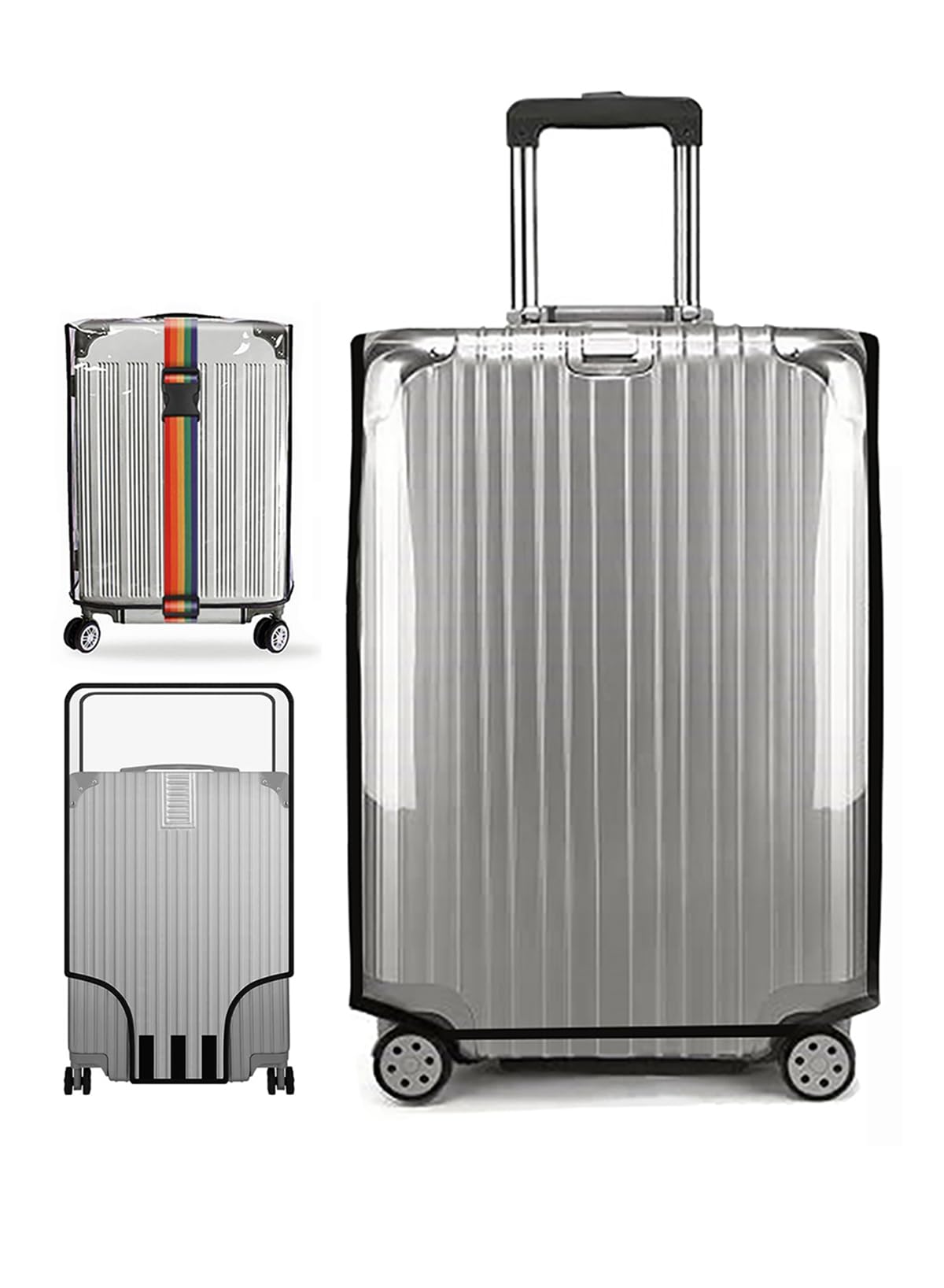 HomarketClear PVC Suitcase Cover Protectors,Transparent Luggage Cover for Wheeled Suitcase,Washable Baggage Covers - Anti-scratch,Waterproof,Fits Most 28 Inch