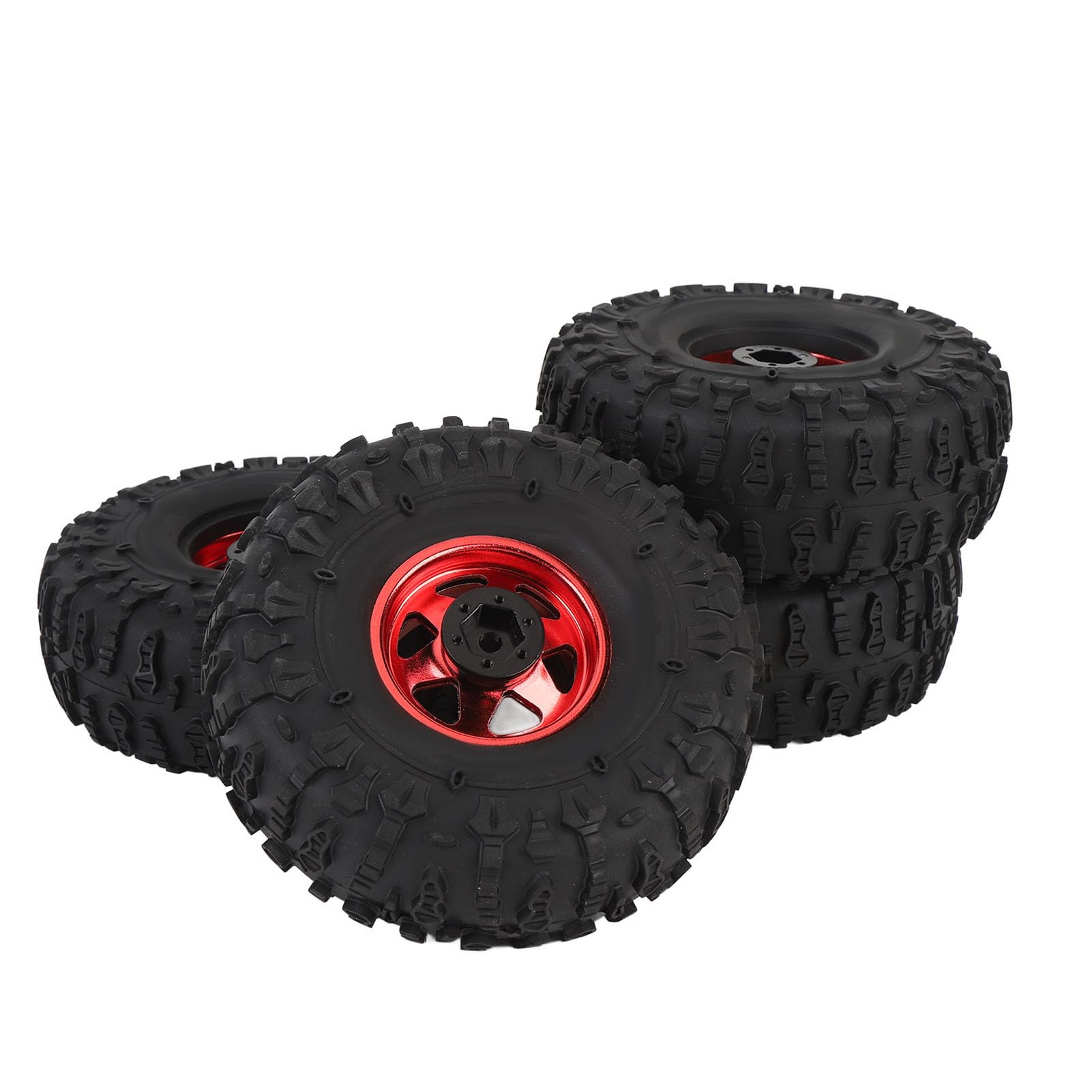 Generic Wysokowydajny Zestaw Opon 1,9 Cala do Gąsienic RC na Trudne Przygody do Axial SCX10 Wykonany z i Metalu, 4 szt. (czerwony)