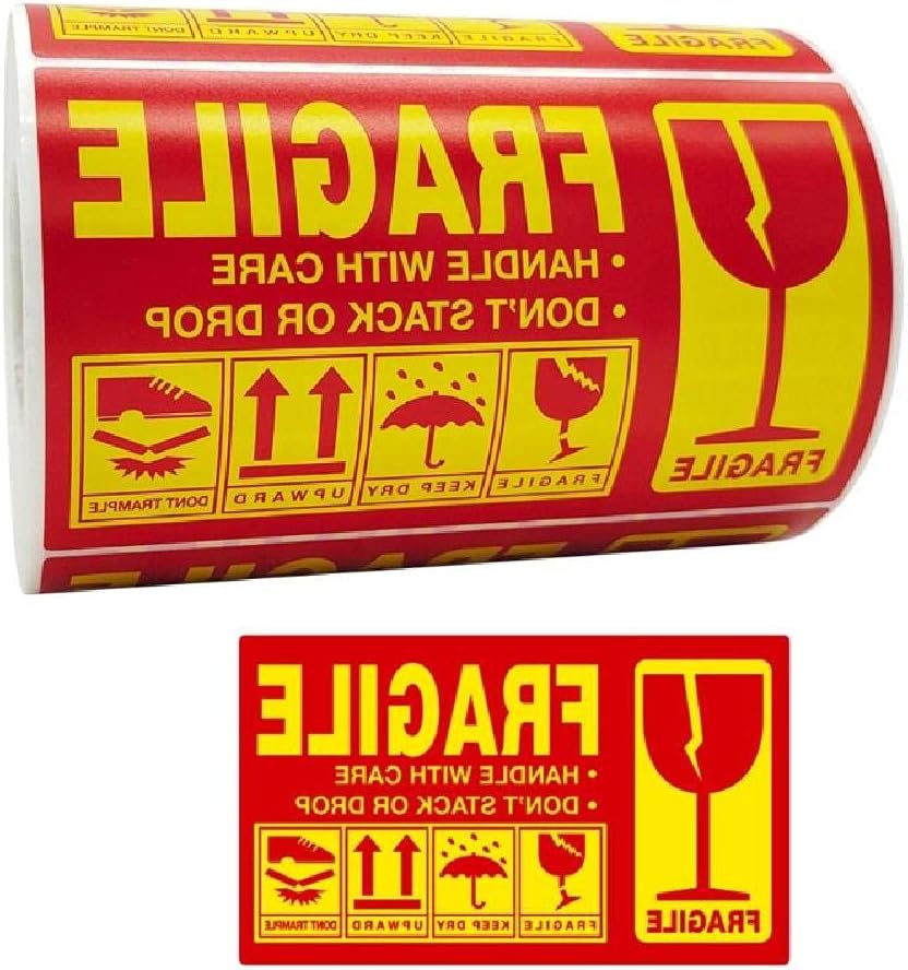 500pcs Fragile Stickers Warning Label Sticker Handle with Care Don't Stack or Drop Sticker Shipping Express Label Fragile Sticker