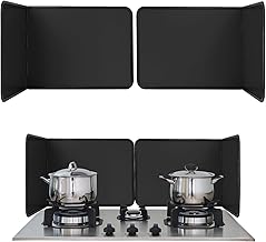 2 Pieces Kitchen Splash Guard, Wall Splash Guard with Non-Stick Coating, Anti-Splash, Silver, Foldable, for Kitchen, Roast, Sink (Black)