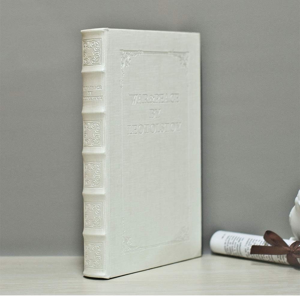 Decorative Books with White Faux Leather Book Boxes for