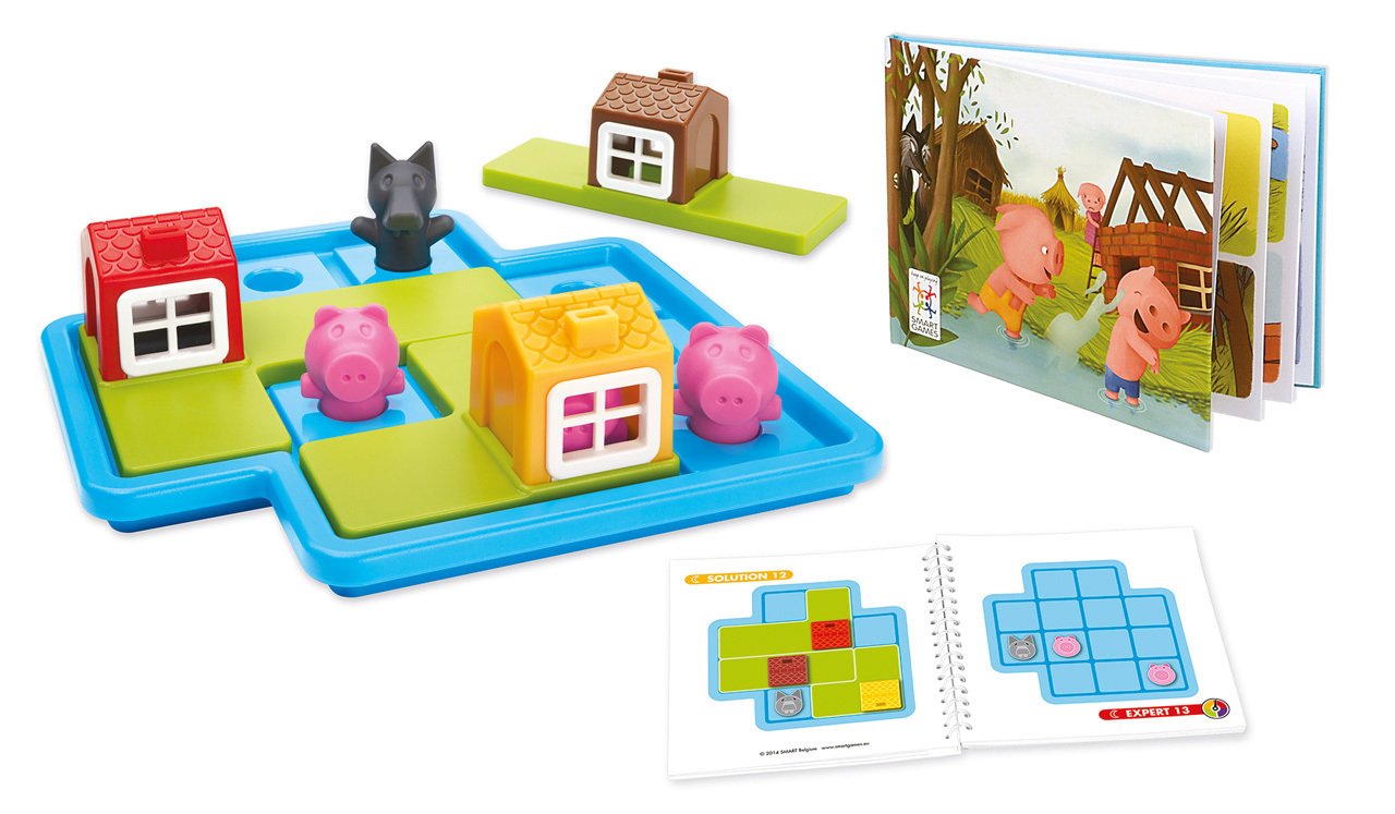 SmartGames - SG 023 FR - Les 3 Petits Cochons - Jeu de Réflexion de Logique et d'Observation & SG 090 FR - Jeu de réflexion - Tangram en 3D - Code Couleur