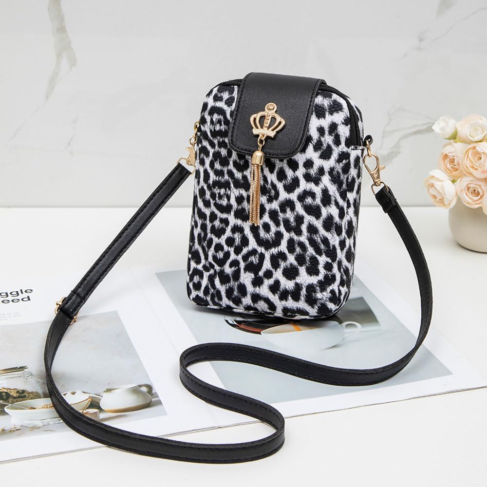 Crossbody Handbags Top Handle Wallet Leopard Print Underarm Shoulder Bag Small Handbag Removable Shoulder Strap