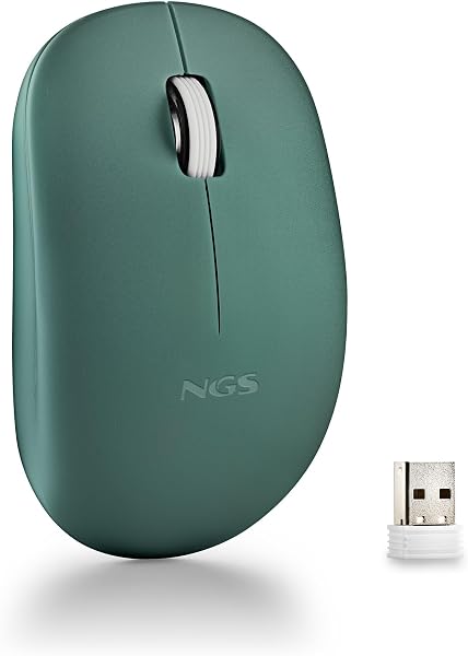 NGS Fog Pro Green – Ratón Inalámbrico Óptico 1000 dpi, Nano USB, Botones Silenciosos, Plug & Play, Ambidiestro, Compatible con PC, Mac y Portátil, Verde - 1