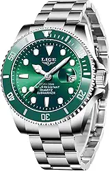 Relógio masculino de quartzo analógico de aço inoxidável, relógios masculinos à prova d'água, cronógrafo, relógio de pulso casual, LIGE, dourado, azul, relógio de data