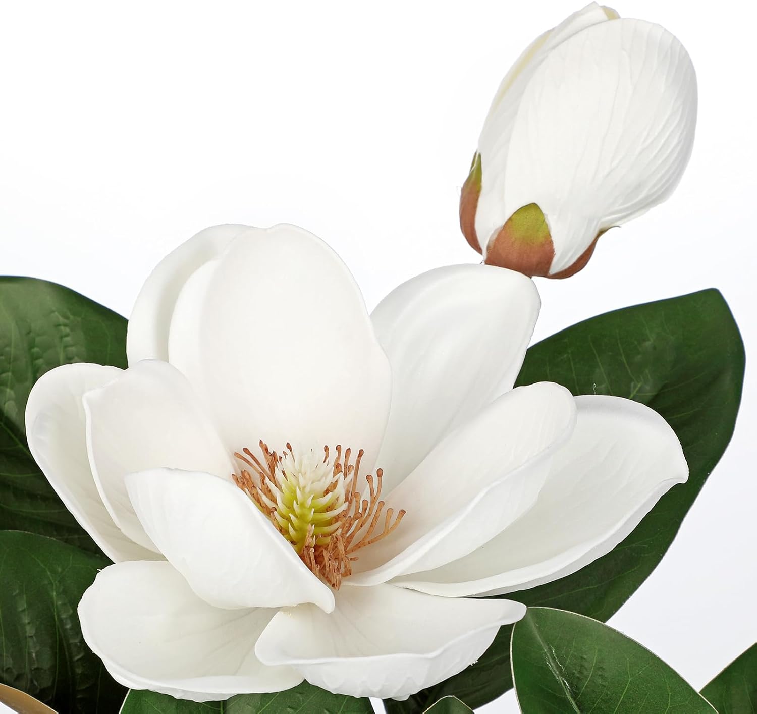 3 Stems Artificial Magnolia Flowers, Real Touch 29 inch Faux White Magnolia Flower Long Stem for Home Office Wedding Floral Arrangement Table Centerpiece Decor - Image 6