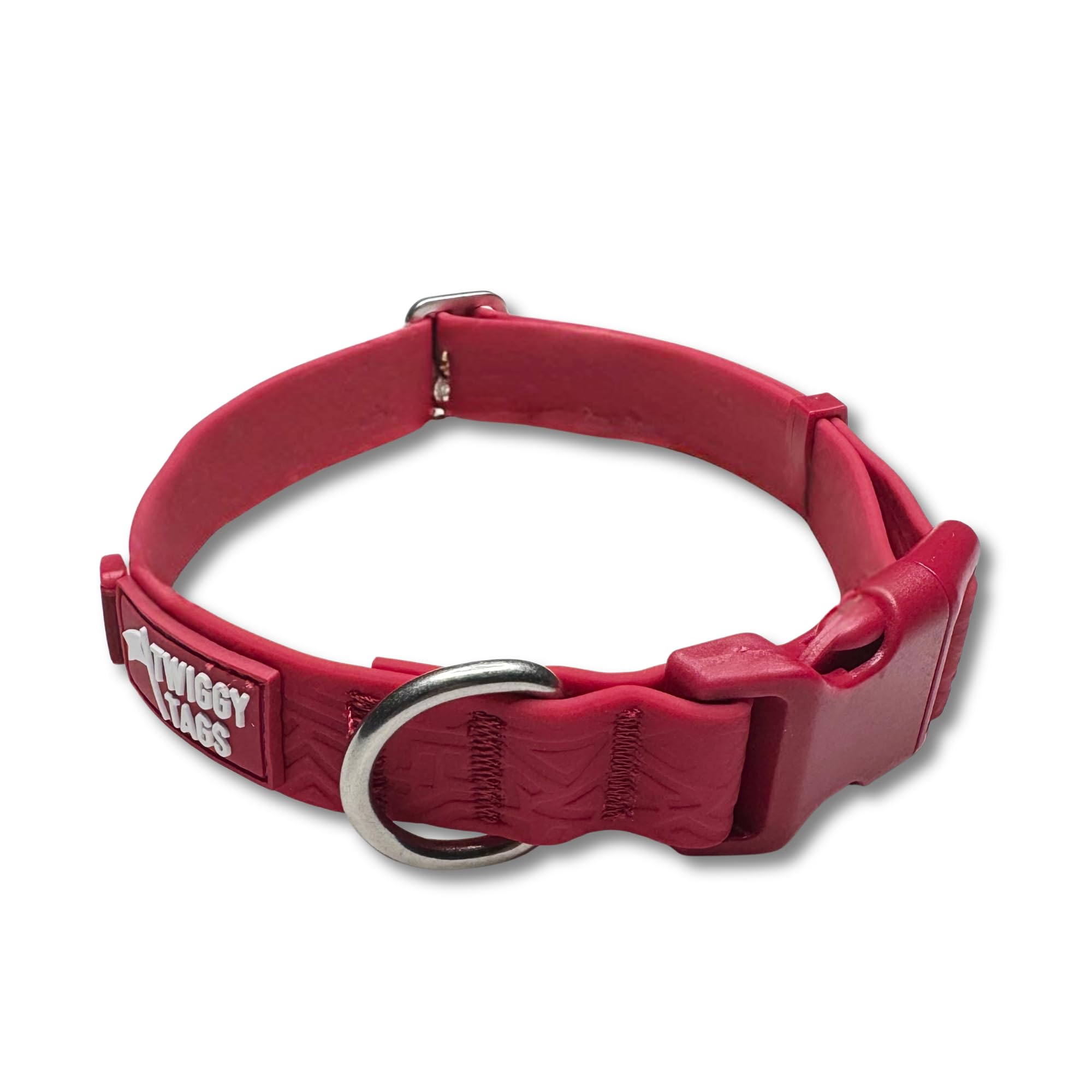 Twiggy Tags Tidal Waterproof Collar | 100% Waterproof Dog Collar Easy Clean | Quick Release Buckle & Stainless Steel D-ring | Suitable For All Dog Breeds |Fresia Blush Red | XS — image 1