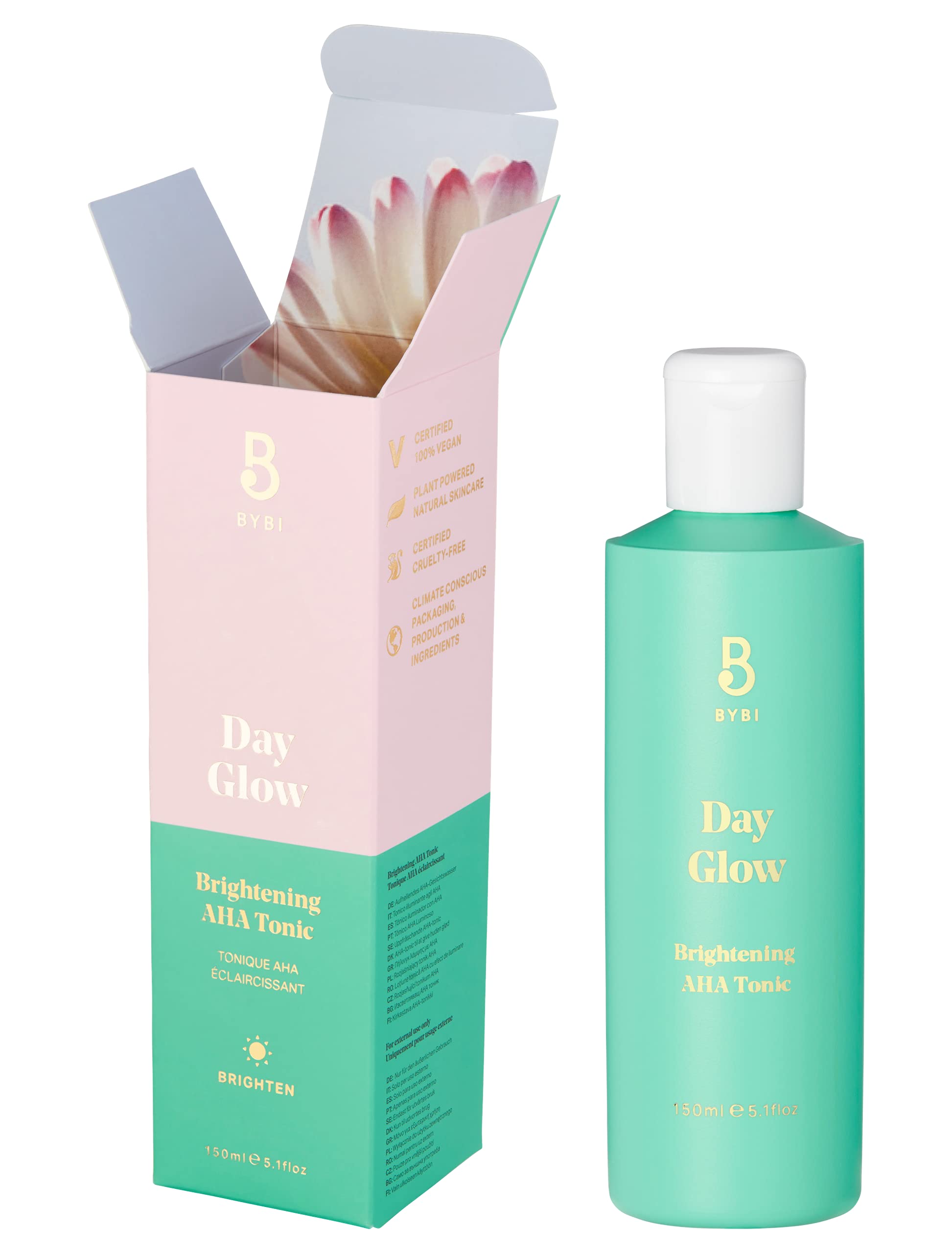 BYBIBeauty Day Glow | Exfoliating & Brightening Daily Tonic for Glowing Skin | Contains 5% Lactic Acid | 150ml