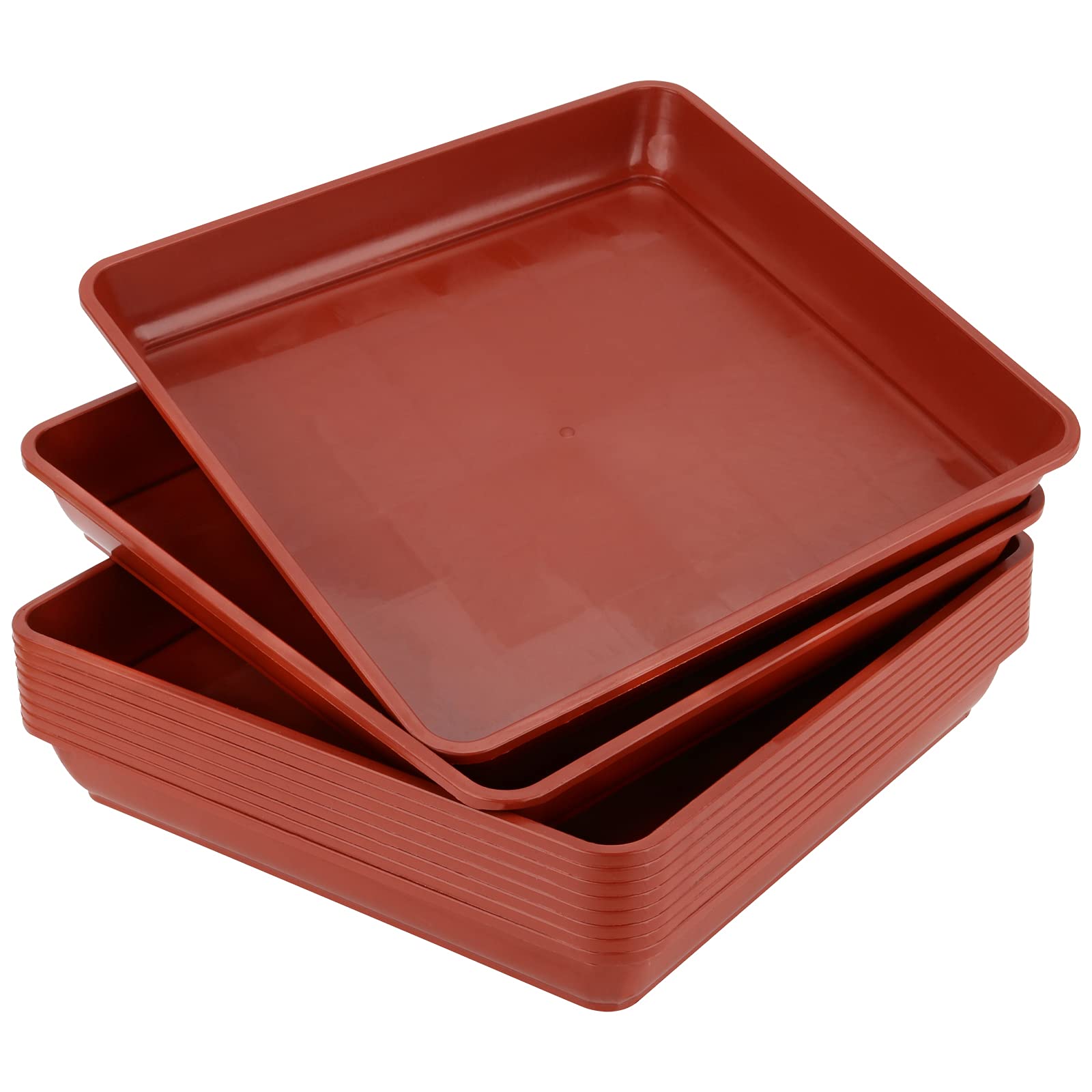 JOIKIT 10 PCS 11.4 x 11.4 x 1.6 Inches Square Plant Saucer, Flower Pot Tray Without Drain Holes for Flowers, Plants, Seedlings
