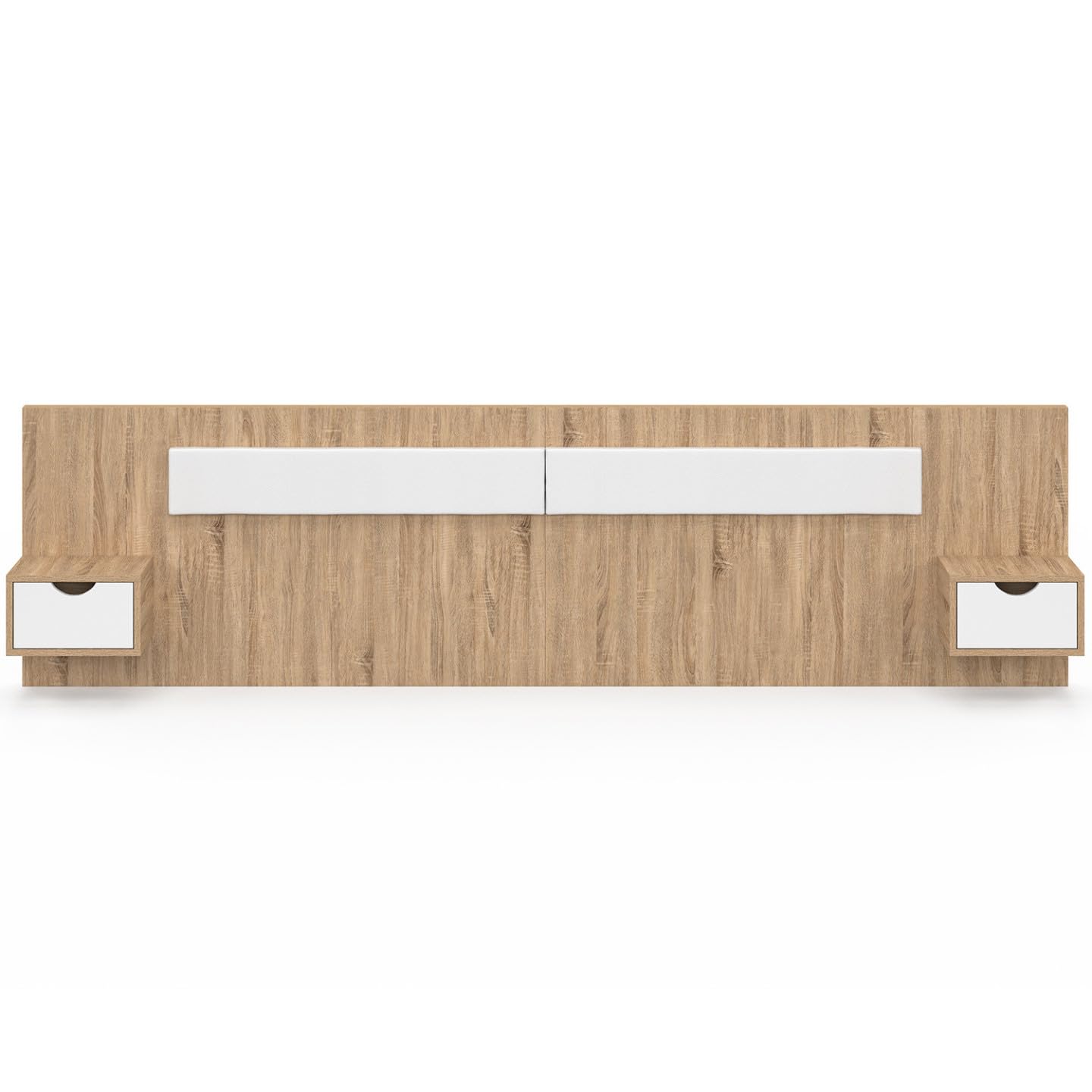 IDMarket - Tête de lit Suspendue avec chevets Santa pour lit 140, 160 et 180 cm Bois et Blanc