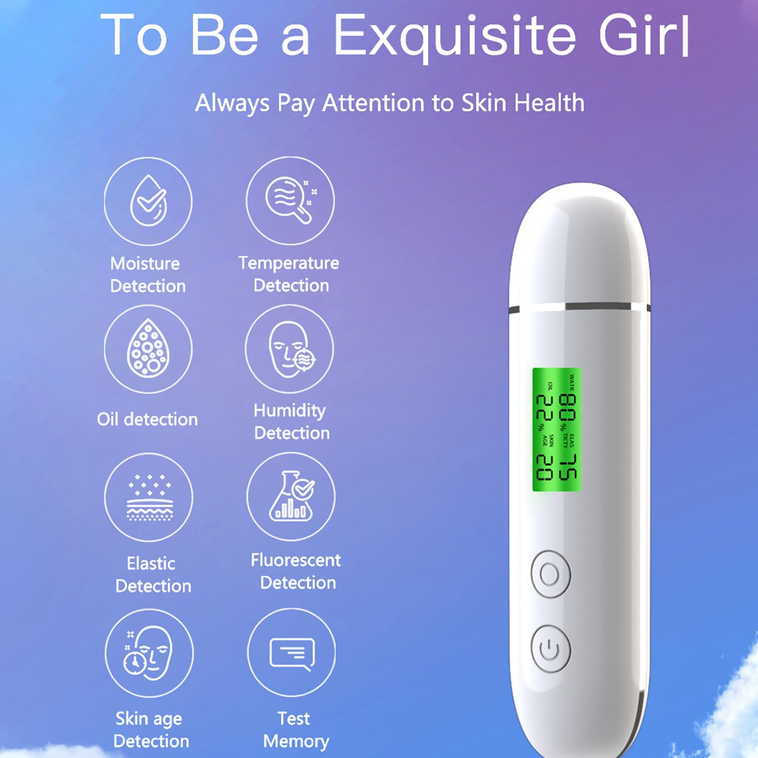 Tester di idratazione per la pelle, tester di umidità ricaricabile LCD digitale Display tester per la pelle Contenuto della pelle Analyzer Strumento per la cura del viso per il salone di bellezza,
