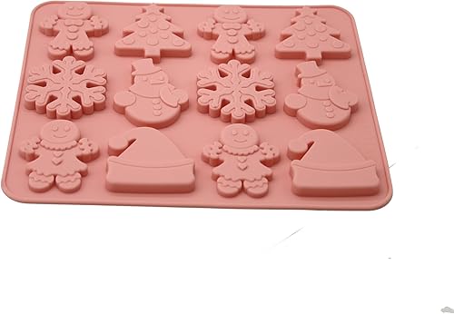 X-Haibei Árbol de Navidad copo de nieve hombre de jengibre muñeco de nieve sombrero de regalo, molde de barra de jabón CP caramelo de chocolate