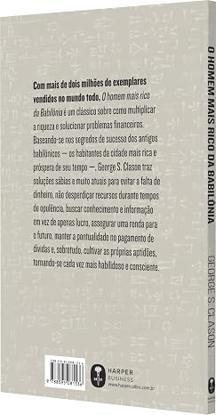 Verso do livro O Homem Mais Rico da Babilônia, com texto e código de barras