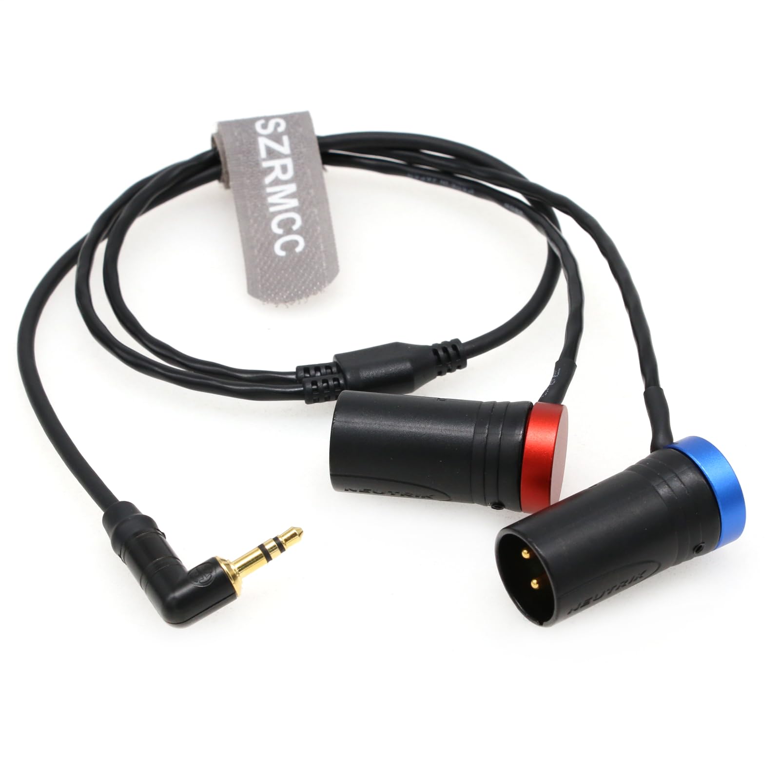 SZRMCC 3.5mm TRS rechtwinklig zu Dual XLR 3 Pin Male Low Profile XLR Audiokabel für Rode Wireless GO II zu 2-Kanal Empfänger, Soundgeräte, Zoom Video Kamera