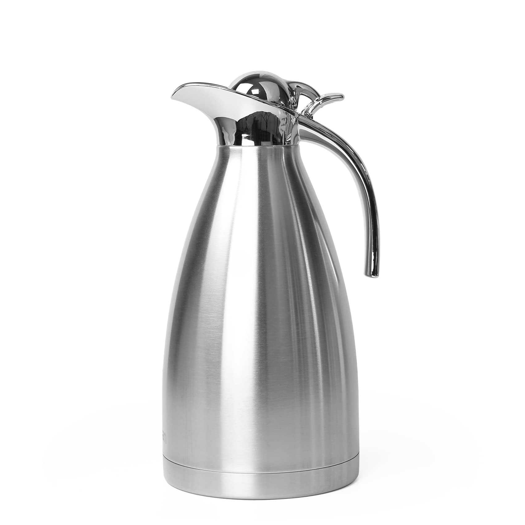 Nessan Thermal Coffee Carafe Jugs, Double Walled Vacuum Insulated Flask 12 Hours Heat Retention Jug for Coffee, Tea, & Milk - Stainless Steel Silver 2.0L SS-FS-20