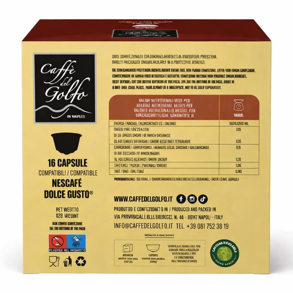 Caffè del Golfo Orzo Compatibili con Dolce Gusto, 16 Capsule Autoprotette, Bevanda Solubile dal Gusto Morbido e Naturale (160 CAPSULE)